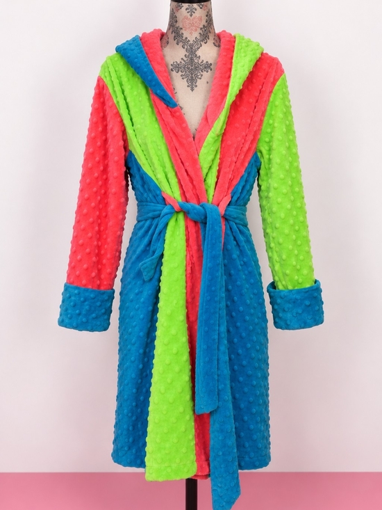 Fat Rat Family Other - Fat Rat Family Colorblock Minky Dot Hooded Robe - Size Large Hard To Fine